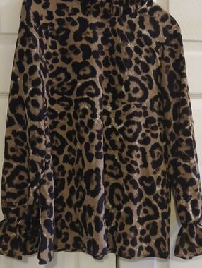 Leopard Print Long Sleeve Top - Brown and Black